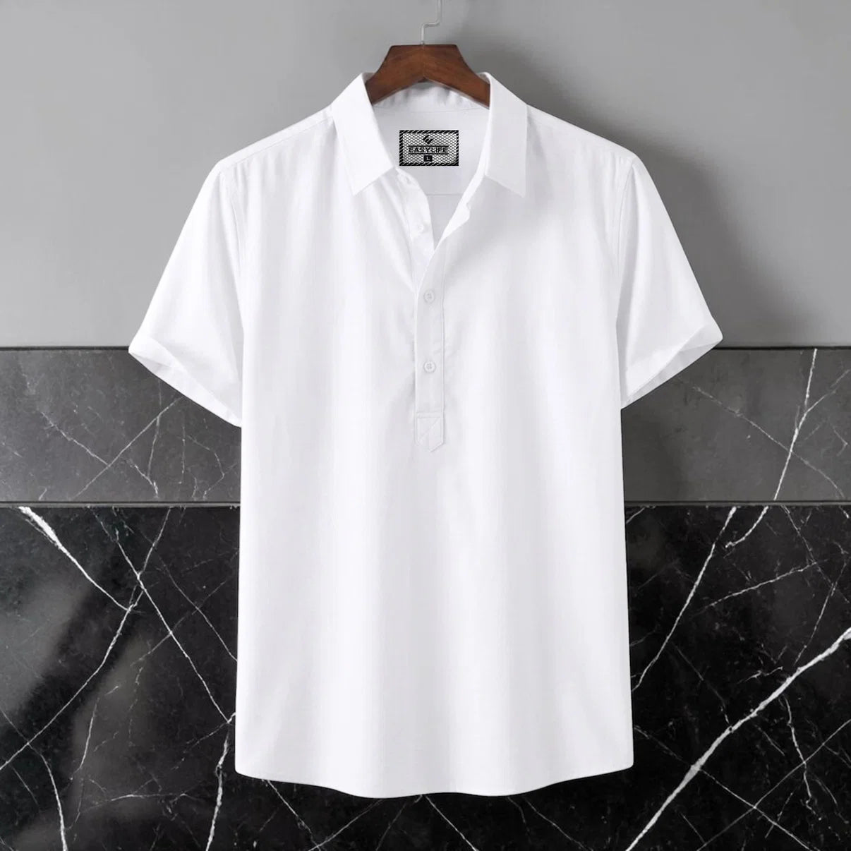 Half Sleeve Cotton Katua - White