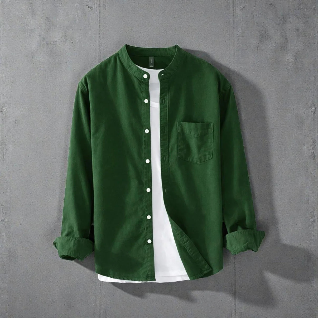 Band Collar Full Sleeve Shirt - Green (Copy)