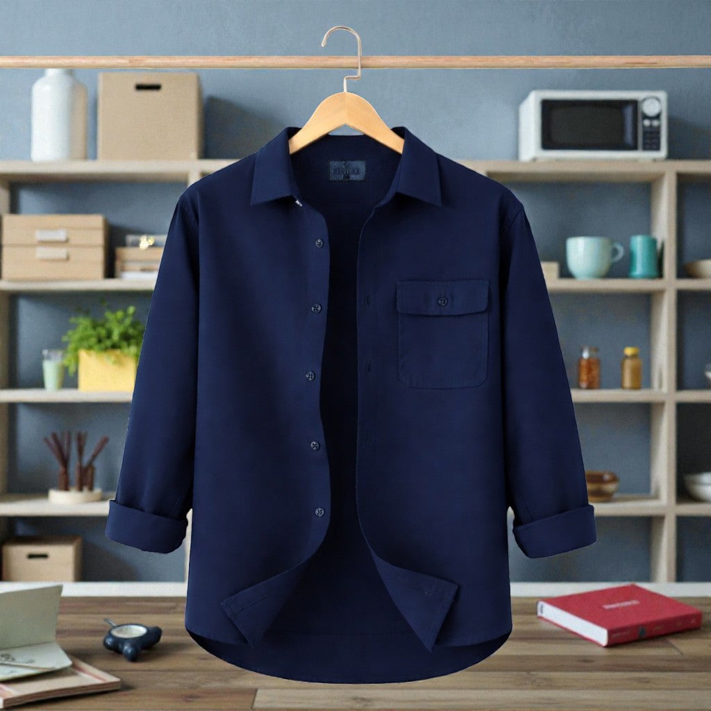 Premium Single Pocket Shirt - Navy