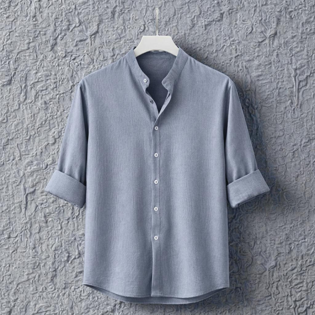 Zafran Band Collar Shirt - Ash