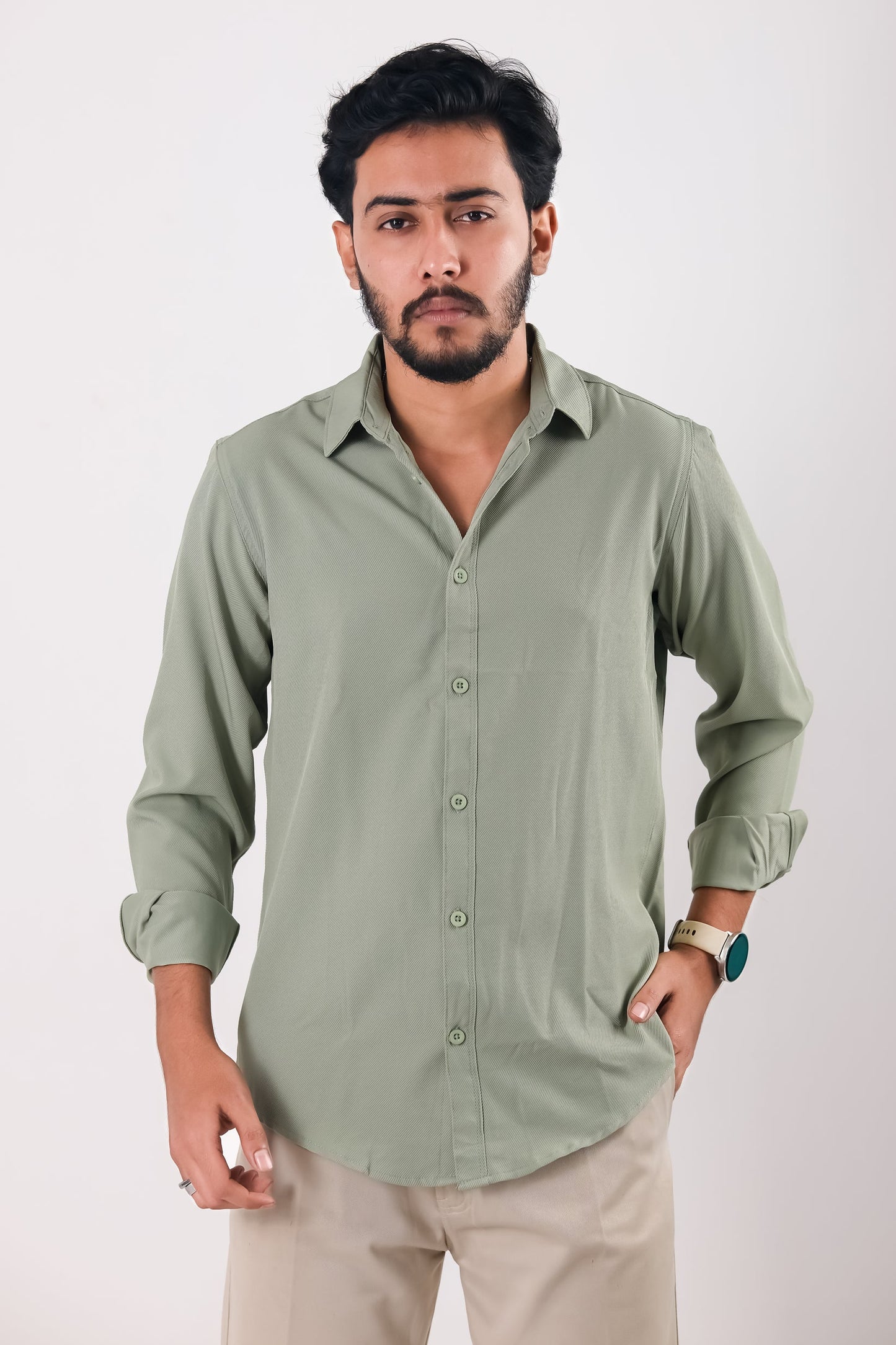 Cherry Cotton Shirt –  Sage Green