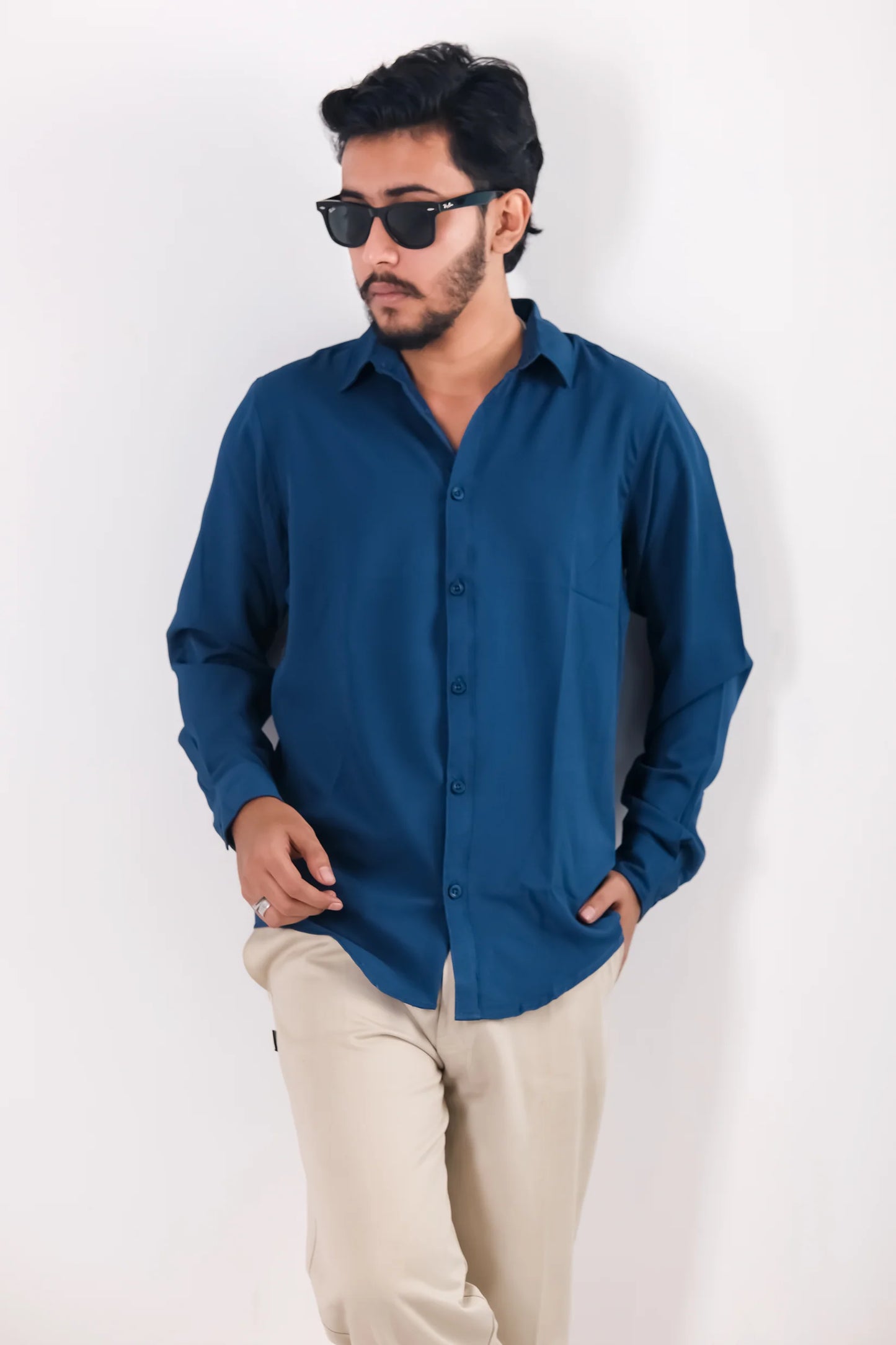 Cherry Cotton Shirt –  Royal Blue