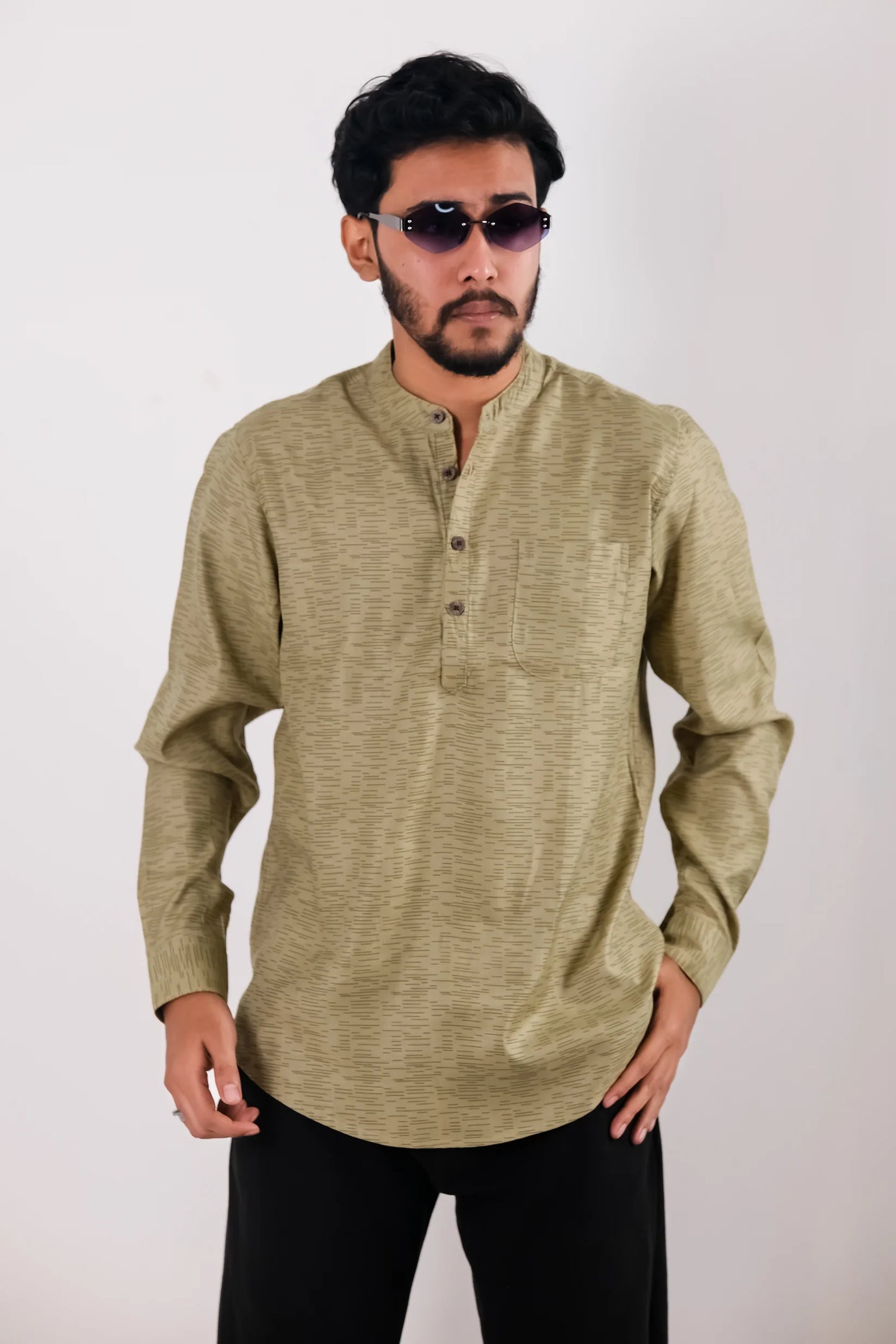 Remi Cotton Katua - Olive Green Textured
