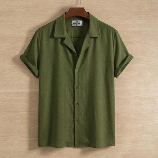 Cuban Half Sleeve Shirt - Olive