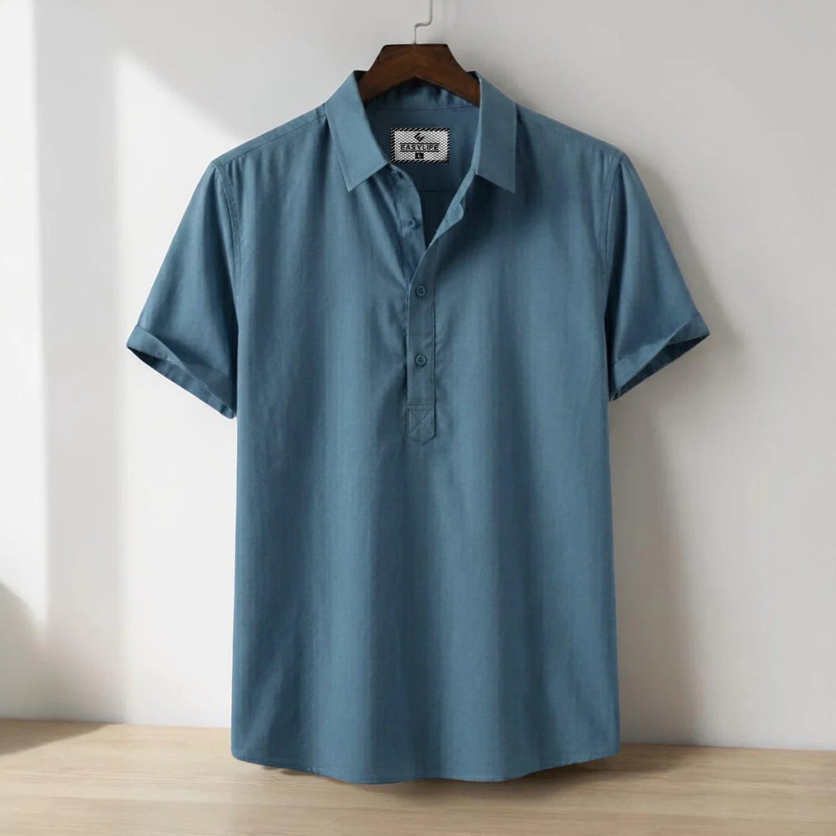 Half Sleeve Cotton Katua - Steel Blue