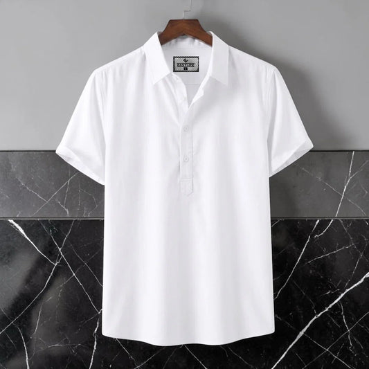 Half Sleeve Cotton Katua - White