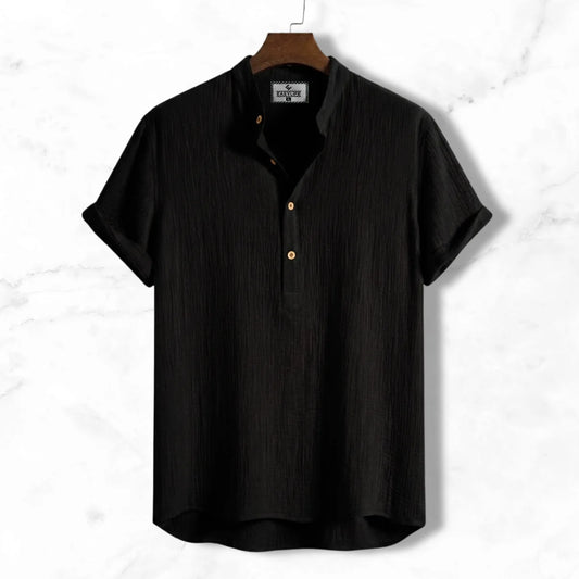 China Cotton Half Sleeve Katua - Black