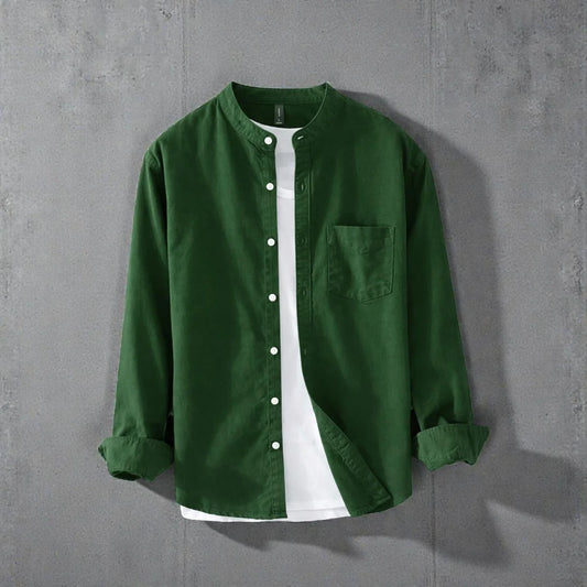 Band Collar Full Sleeve Shirt - Green (Copy)