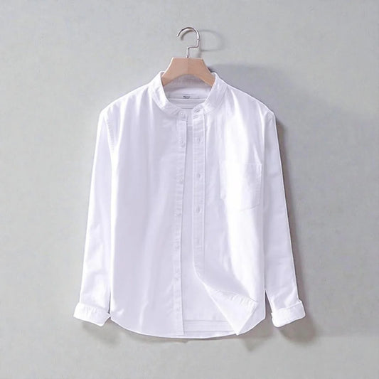 Band Collar Full Sleeve Shirt - White