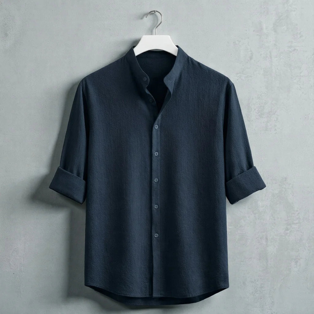 Zafran Band Collar Shirt - Teal