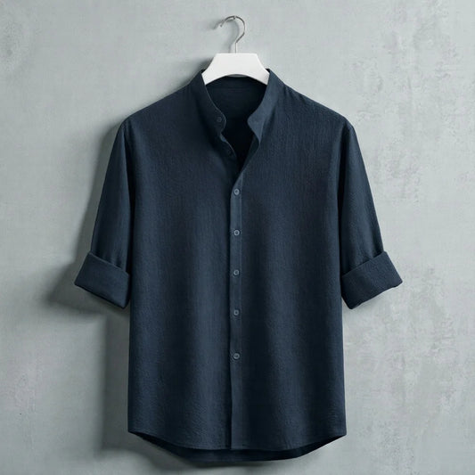 Zafran Band Collar Shirt - Teal