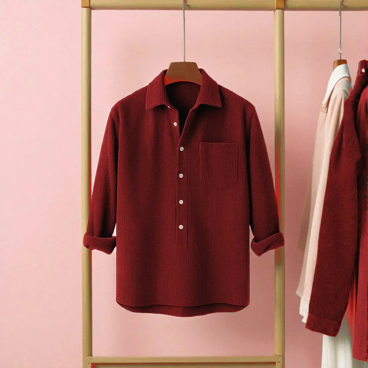 Luxury Full Sleeve Cord Katua - Men's Marron