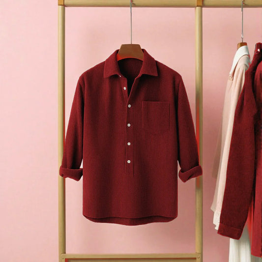 Luxury Full Sleeve Cord Katua - Men's Marron