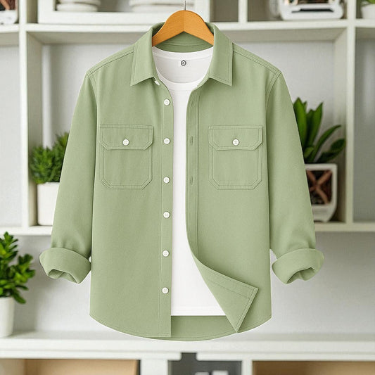 Full Sleeve Casual Shirt For Men - Light Lemon