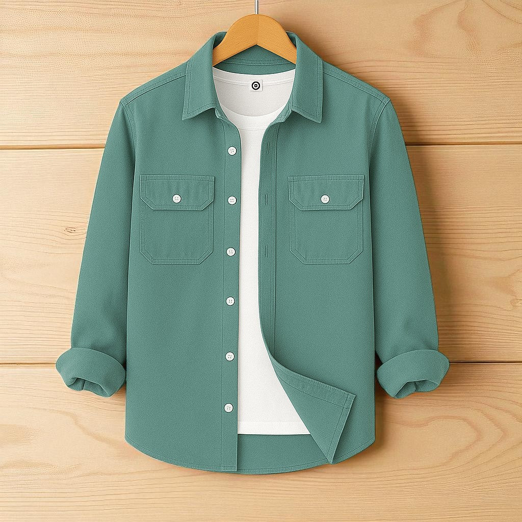 Full Sleeve Casual Shirt For Men - Sea Green