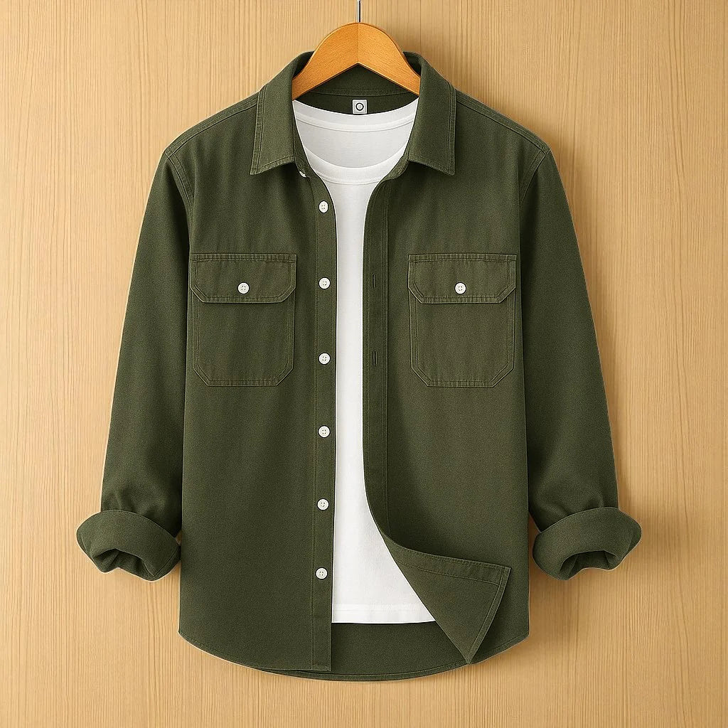 Full Sleeve Casual Shirt For Men - Olive