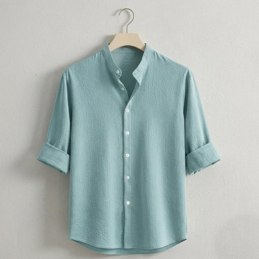 Zafran Band Collar Shirt - See green