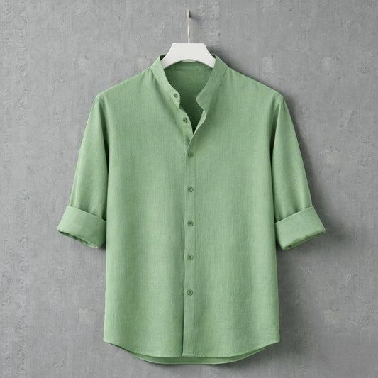 Zafran Band Collar Shirt - Lemon