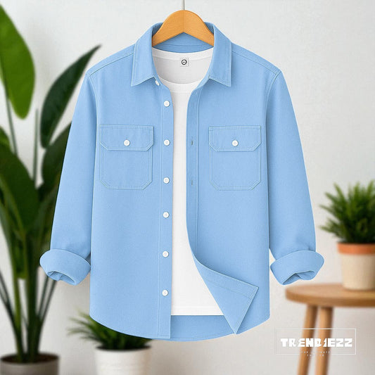 Full Sleeve Casual Shirt For Men - Sky Blue